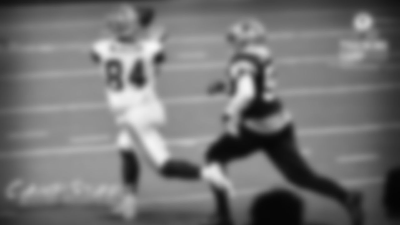Sean McKeon

Rob Phillips: A couple impressive catches from undrafted rookie tight end Sean McKeon, including a sliding reception for about 40 yards after quarterback Clayton Thorson got flushed from the pocket and took a shot downfield.