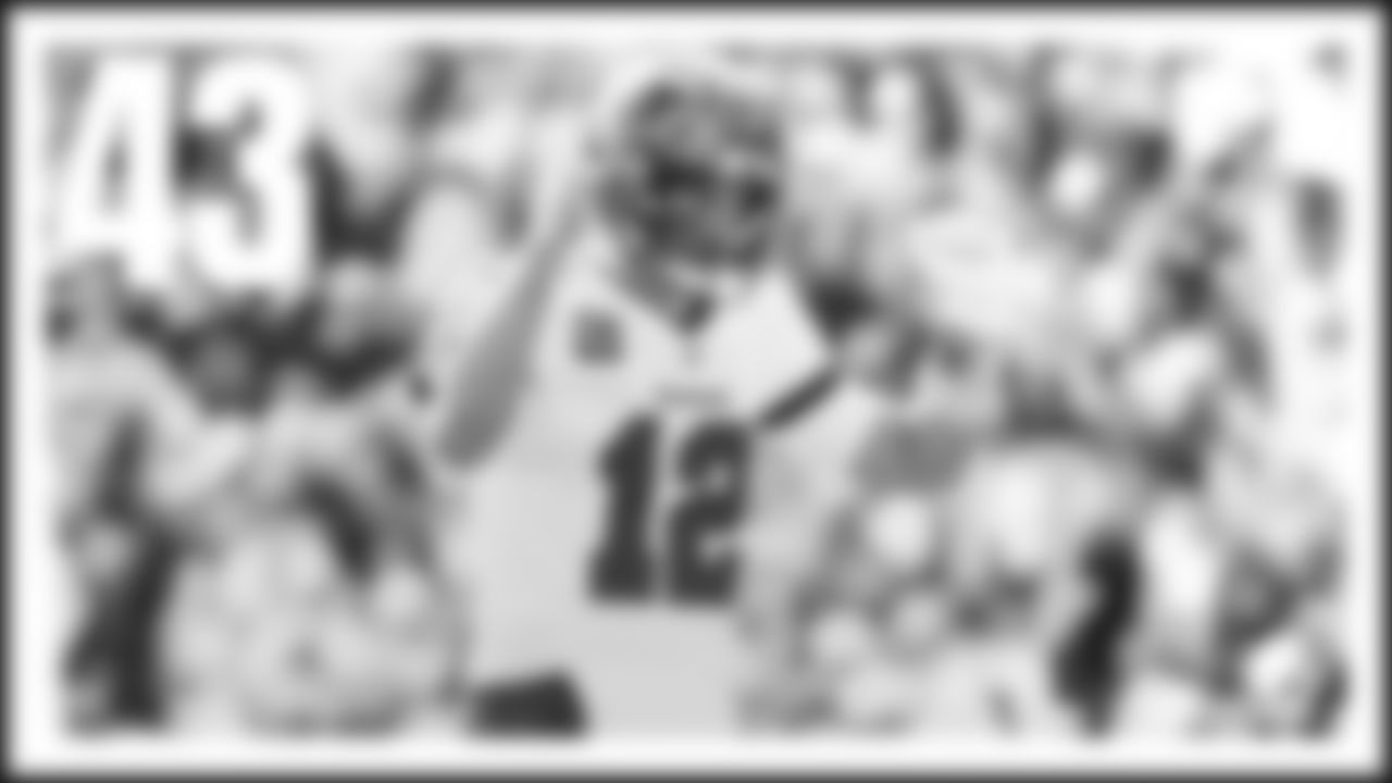 Tom Brady led the NFL with 43 touchdown passes in 2021. Despite briefly retiring this offseason, will be the Cowboys opening week opponent (in 43 days) on September 11.