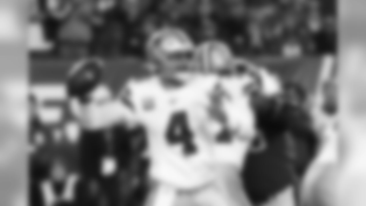 Dallas Cowboys quarterback Dak Prescott throws a pass during the first half of an NFL football game against the Philadelphia Eagles Sunday, Dec. 22, 2019, in Philadelphia. (AP Photo/Chris Szagola)