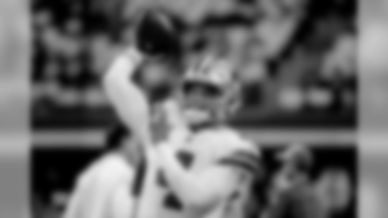 Dallas Cowboys quarterback Dak Prescott (4) throws before an NFL football game against the Philadelphia Eagles, in Arlington, Texas, Sunday, Dec. 9, 2018. (AP Photo/Ron Jenkins)