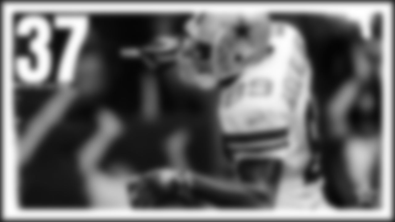 The Play – Fool me once, shame on me. But fool me twice? That was going to happen, and Bill Parcells, special teams coach Bruce DeHaven and of course, Randal Williams, didn't allow it. Just three years earlier, the Eagles started the 2000 season with an onside kick surprise to open the game in a win over the Cowboys. But in 2003, they tried it again but this time, the Cowboys were ready. Williams jumped the gun on David Akers' onside attempt and caught the ball off the bounce at the 37. The speedy receiver had an open lane to the end zone and raced in for a score, which is still considered the fastest TD scored in NFL history. Watch Now.