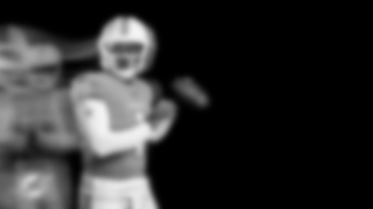 Miami Dolphins quarterback Tua Tagovailoa (1) poses during media day on Monday, June 5, 2023 in Miami Gardens, Fla. (Peter McMahon/Miami Dolphins)