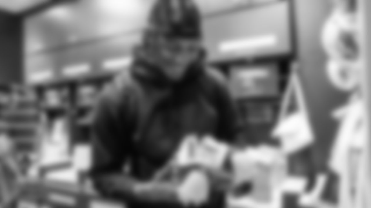 Defensive End Taco Charlton (96) during the the unboxing of My Cause My Cleats at the training facility in Davie, FL on Wednesday December 4th, 2019. (Carlos Goldman /Miami Dolphins)
