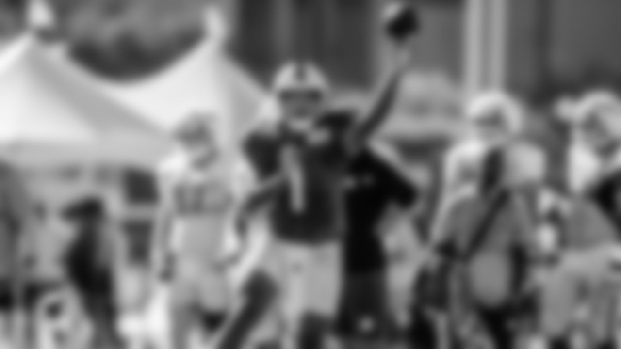 Miami Dolphins quarterback Tua Tagovailoa (1) throws the ball during the NFL team's training camp, Wednesday, Aug. 16, 2023, in Houston, Texas. (Tomas Diniz Santos/Miami Dolphins)