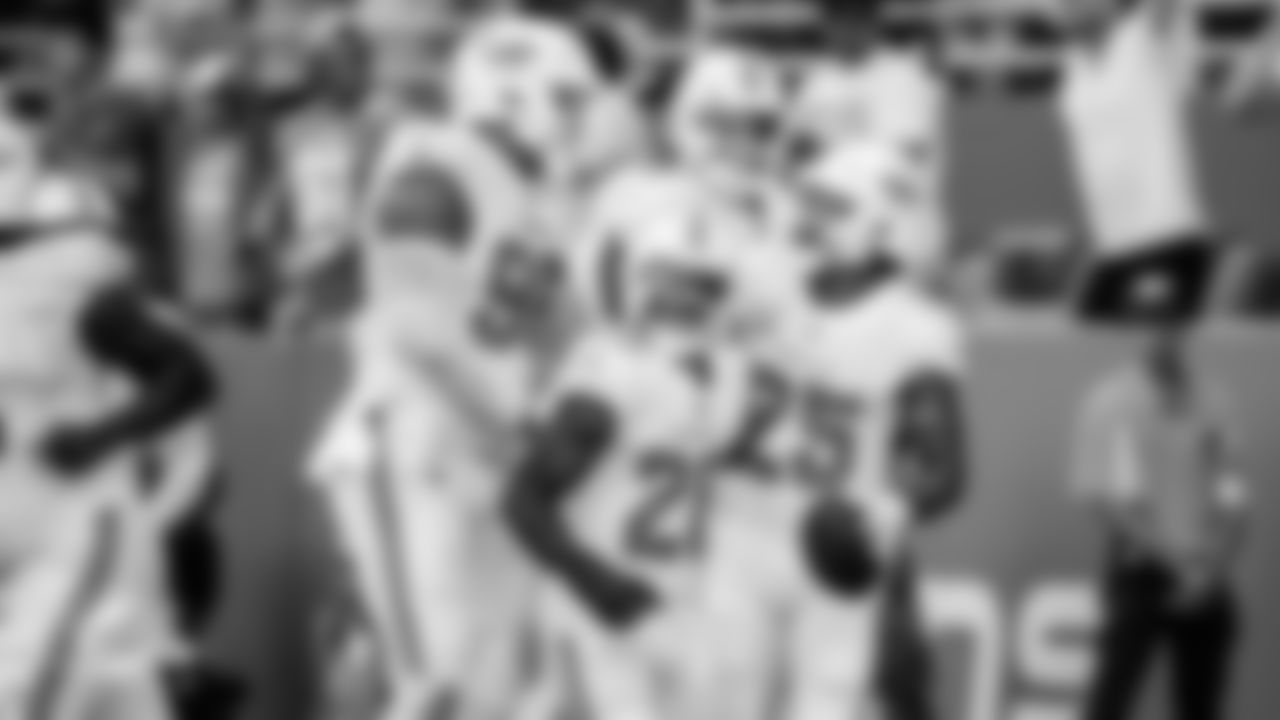 ÅÝܽÊÓÆµ Dolphins defensive tackle Raekwon Davis (98) cornerback Kader Kohou (28) cornerback Xavien Howard (25) linebacker Bradley Chubb (2) celebrates during an NFL football game against the Houston Texans Sunday, November. 27th, 2022 in ÅÝܽÊÓÆµ Gardens, Fla. (Lauren Sopourn/ÅÝܽÊÓÆµ Dolphins)