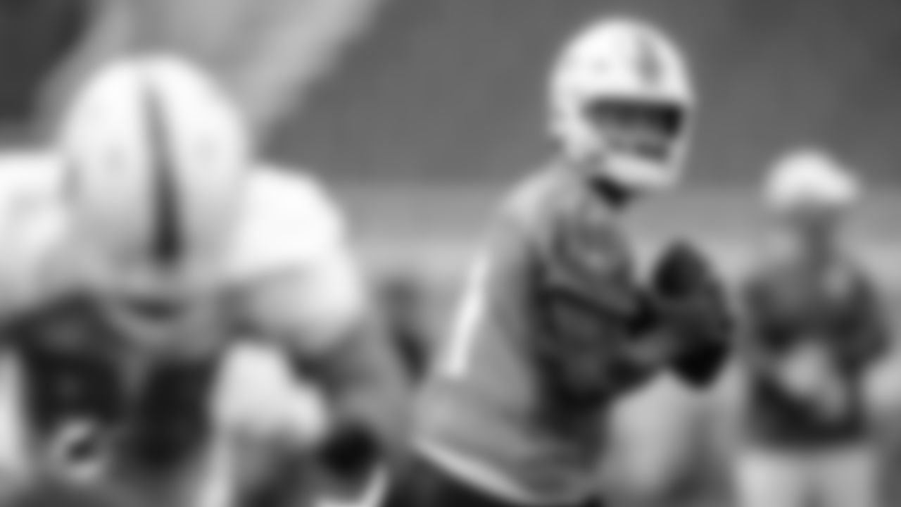 Miami Dolphins quarterback Tua Tagovailoa (1) during an OTA Thursday, May 19th, 2022 in Miami Gardens, Fla. (Peter McMahon/Miami Dolphins via AP)