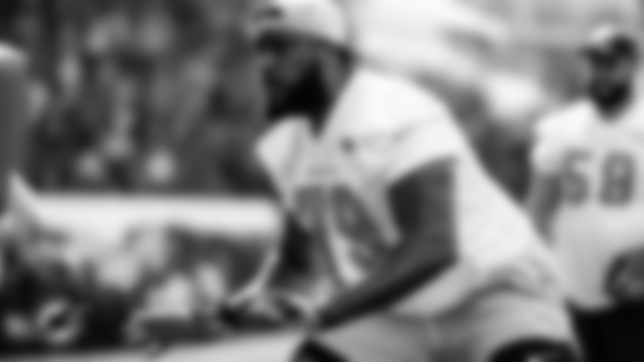 Miami Dolphins tackle Larnel Coleman (79) during an offseason workout Monday, May 2nd, 2022 in Miami Gardens, Fla. (Peter McMahon/Miami Dolphins via AP)
