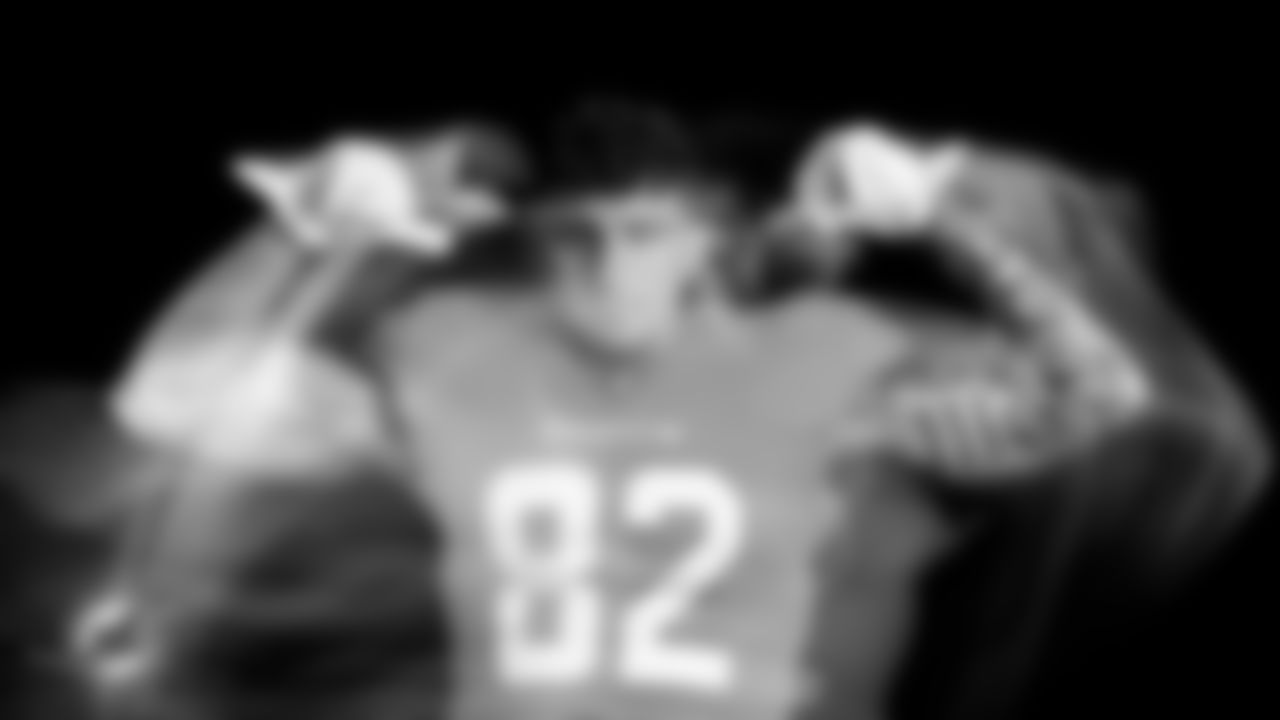 ÅÝܽÊÓÆµ Dolphins tight end Eric Saubert (82) poses during media day on Monday, June 5, 2023 in ÅÝܽÊÓÆµ Gardens, Fla. (Peter McMahon/ÅÝܽÊÓÆµ Dolphins)