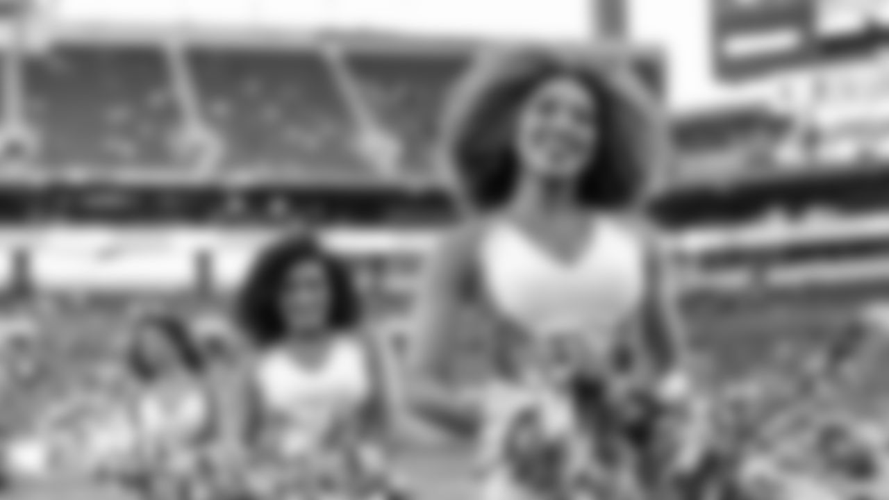 Cheerleaders during an NFL preseason football game against the Atlanta Falcons, Saturday, Aug. 21, 2021, in Miami Gardens, Fla. (Peter McMahon/Miami Dolphins)