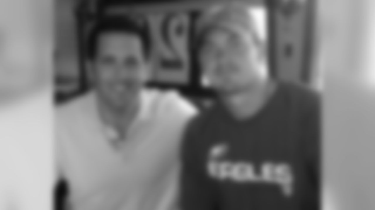 ESPN's Adam Schefter and QB Kevin Kolb in the ESPN tour bus