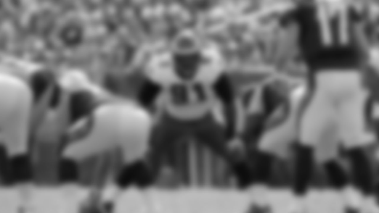 Eagles' defensive lineman Fletcher Cox (91) waits for the snap on defense.