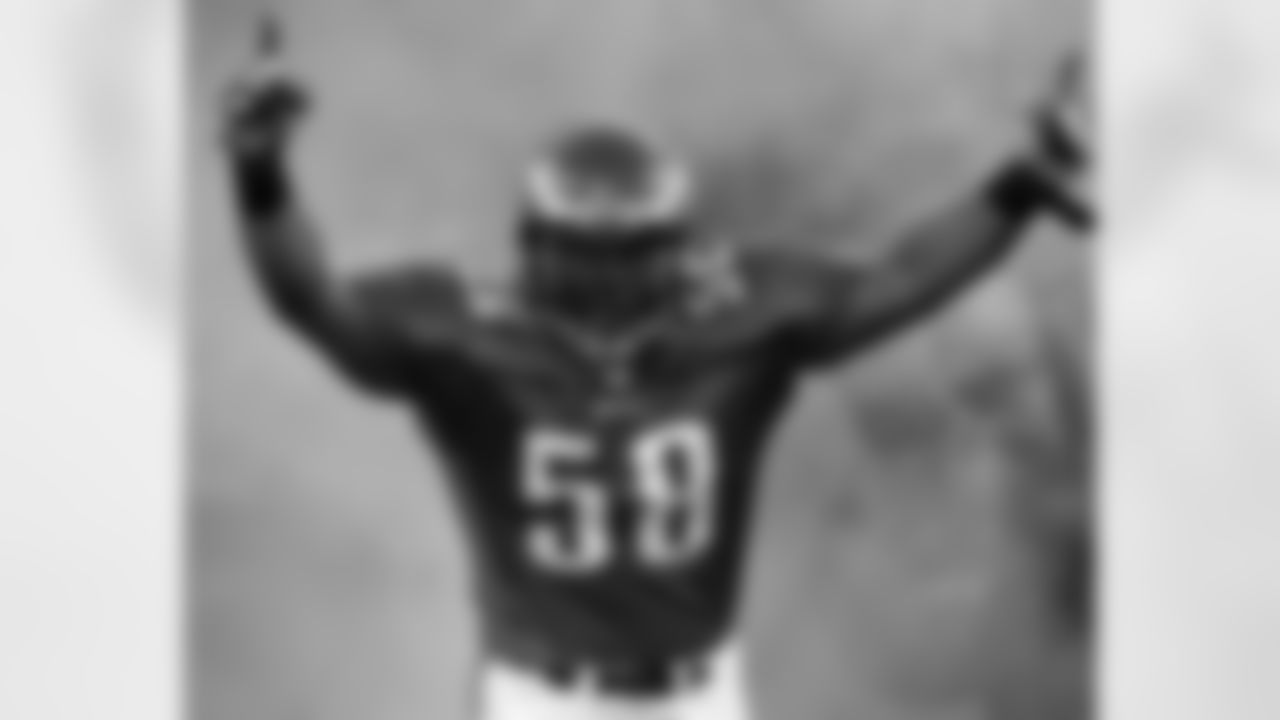 Trent Cole reacts to the crowd during player introductions