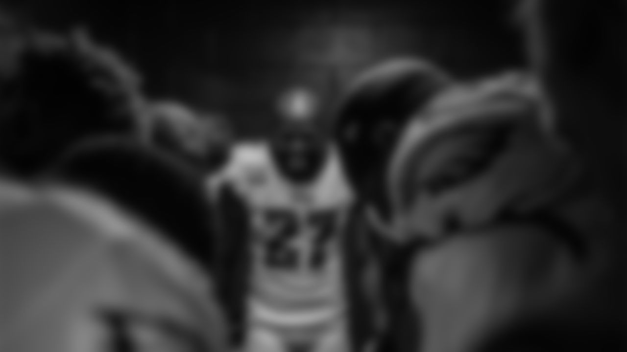 Malcolm Jenkins hypes up the defensive backs before the game