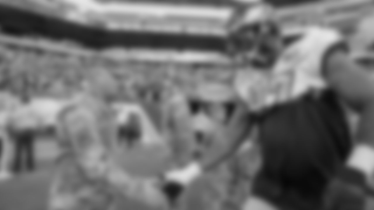 DT Malik Jackson saying hello to members of the military
