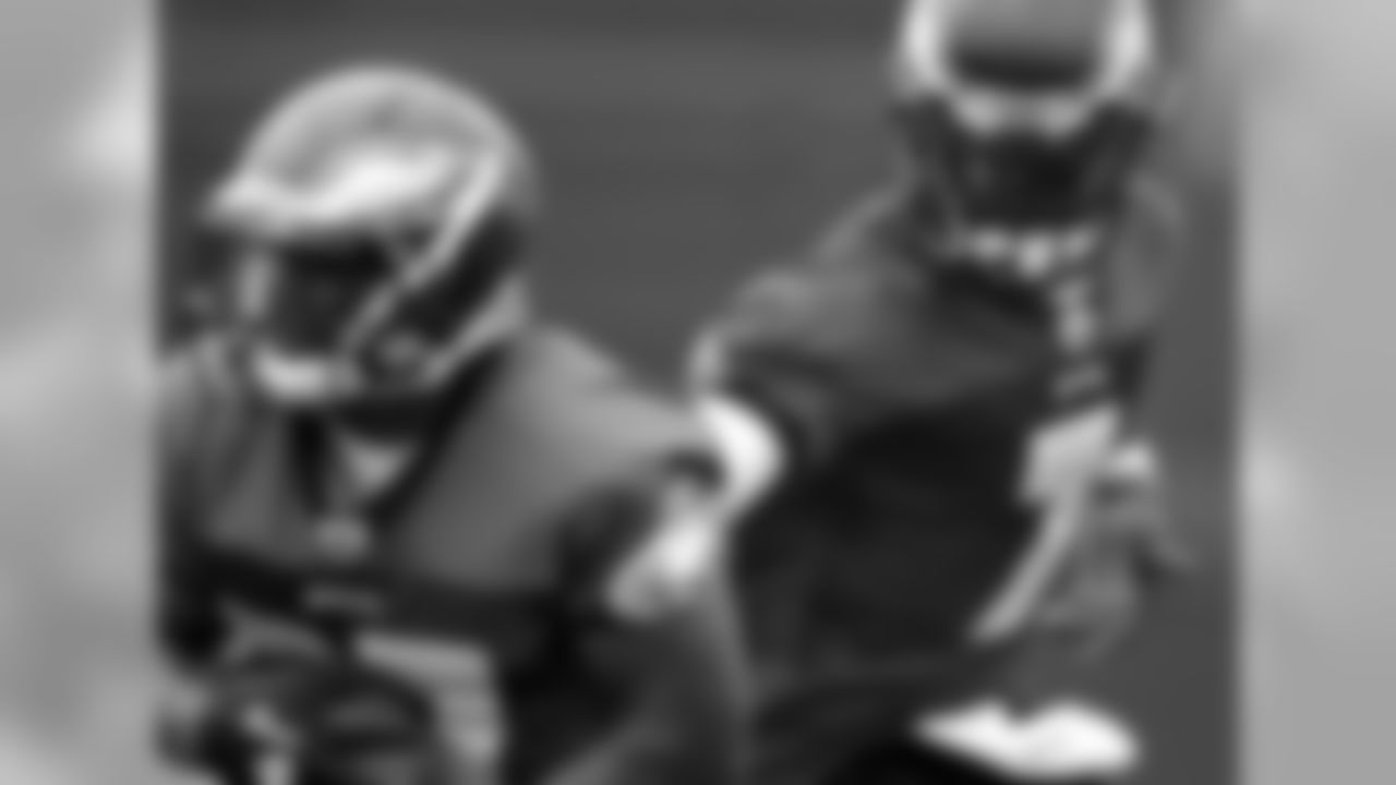 QB Michael Vick hands off to RB Dion Lewis