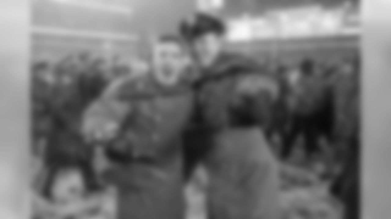A couple of Army cadets celebrate the win.