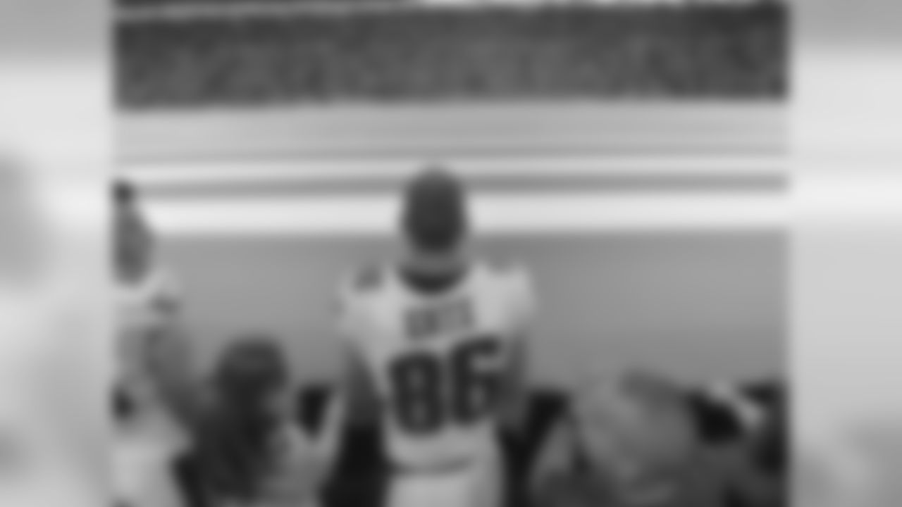 Ertz helps hold the flag before the Eagles' Week 2 matchup with the Colts.