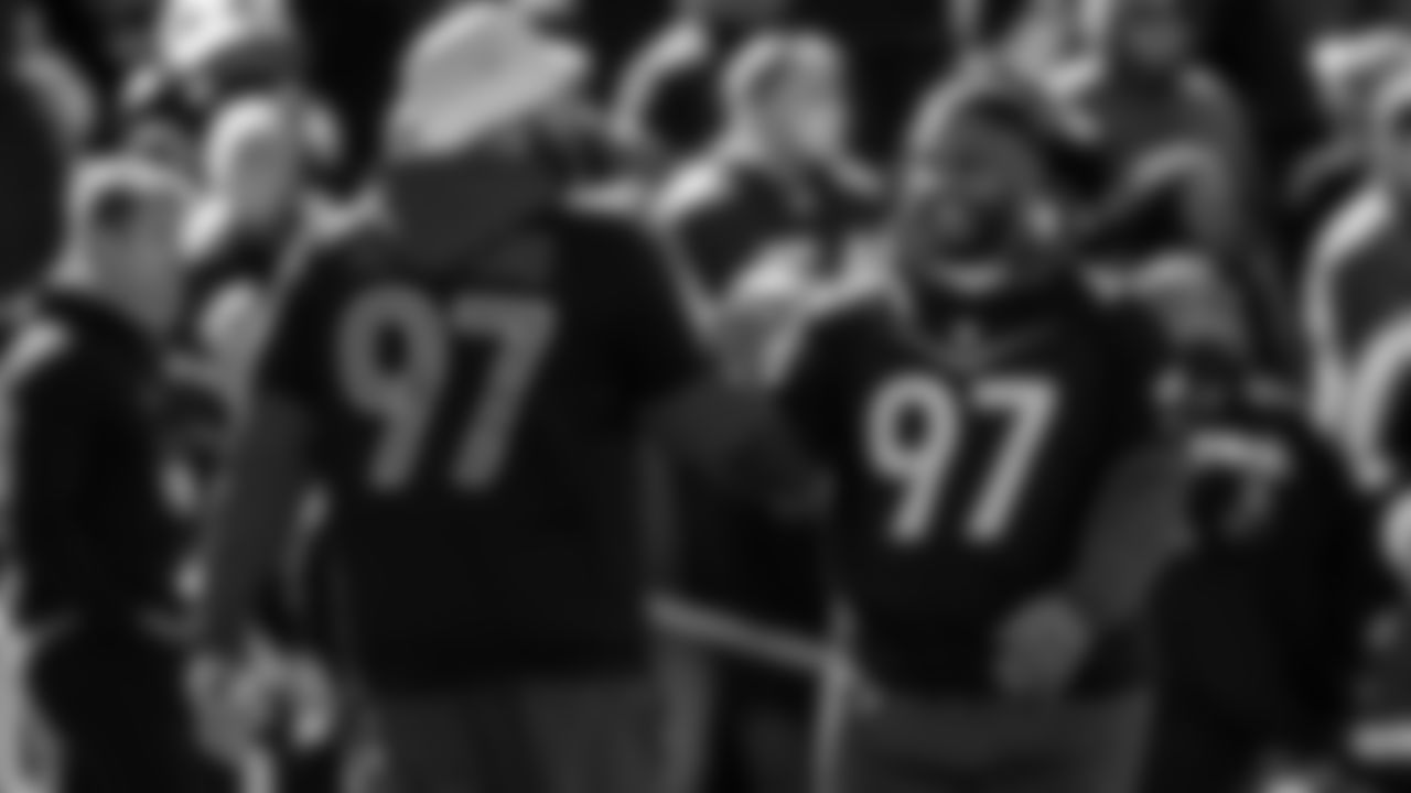 DT Javon Hargrave greeting former teammate Cam Heyward