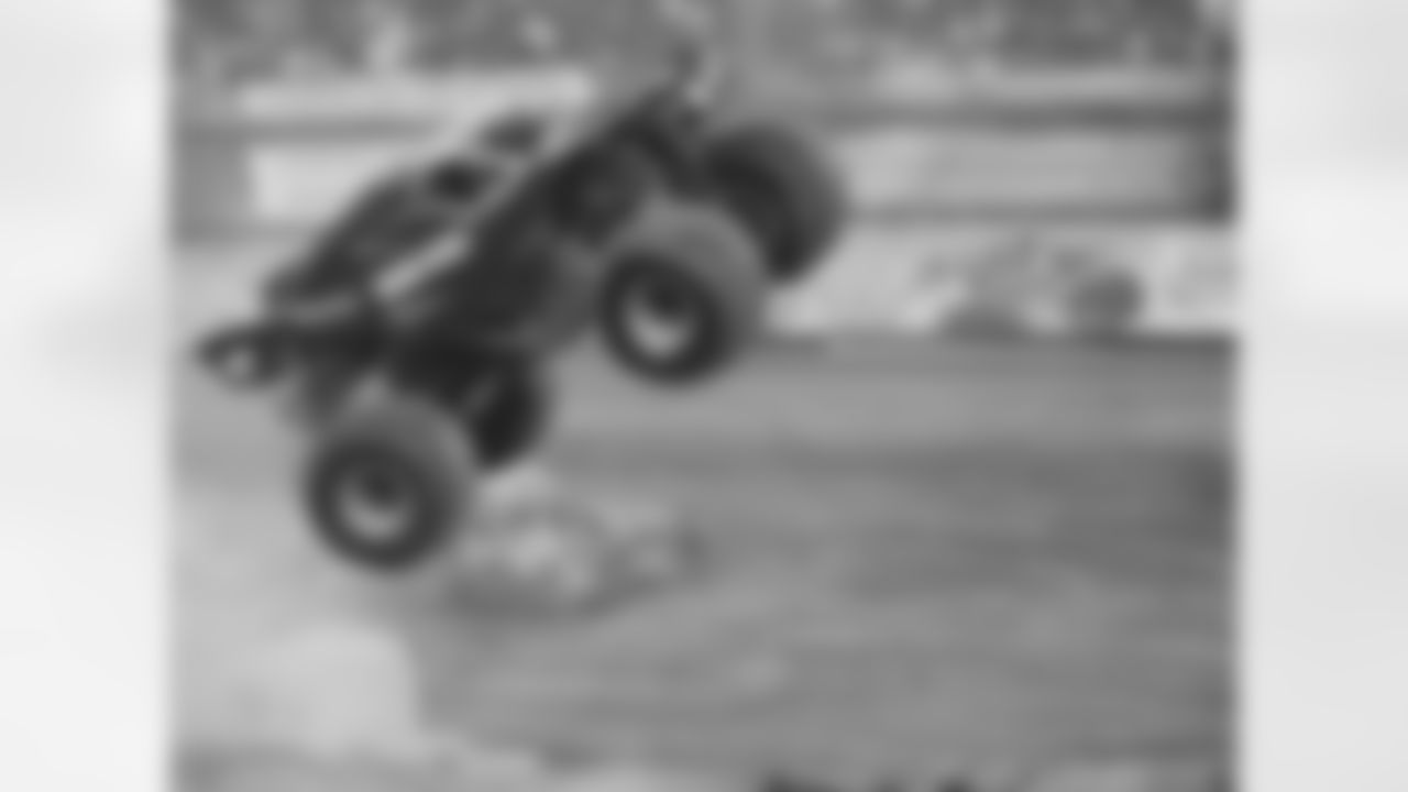 The Iron Man truck scored big in the freestyle section with this move