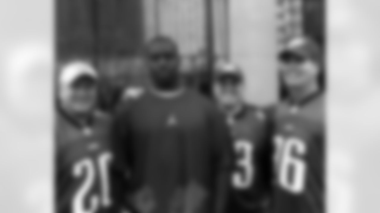 Doug, Jeff, Dave and defensive end Trent Cole in Indianapolis