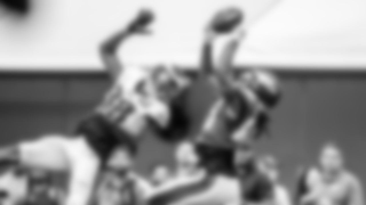 Tyrie Cleveland goes up for the catch.