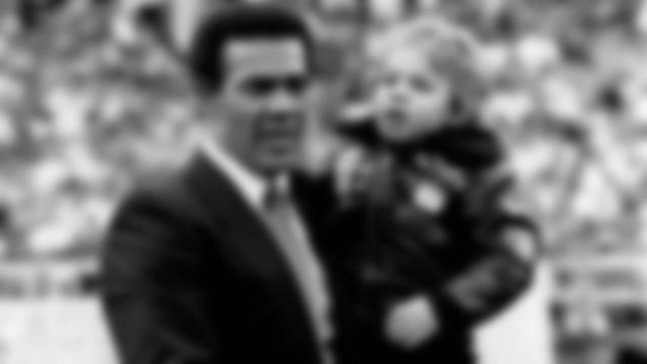 Timmy Brown retired from football after the 1968 season. Here he returned to Philadelphia with his son, Sean, for his Eagles Hall of Fame induction in 1990.