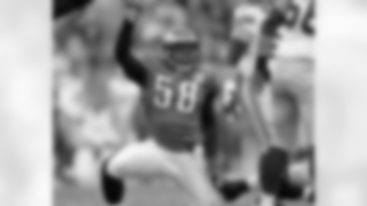 DE Trent Cole celebrates following one of his sacks