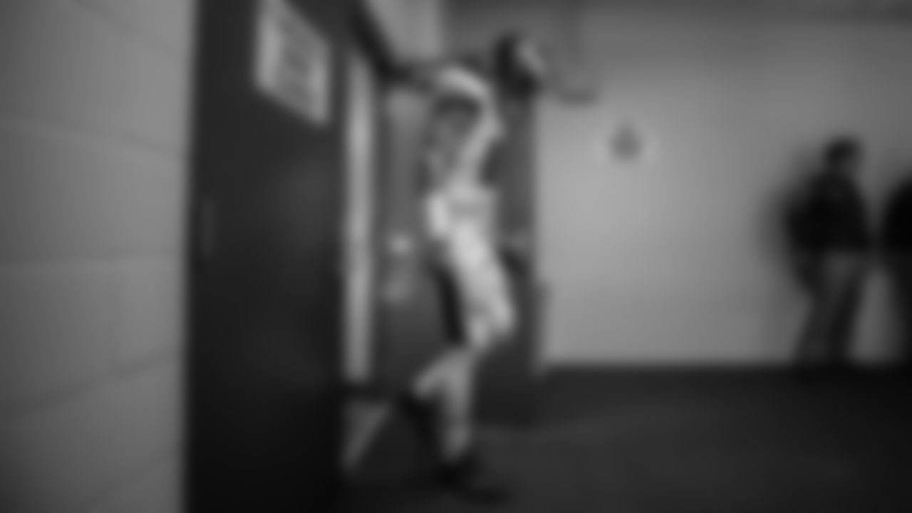 TE Zach Ertz exits the visiting locker room