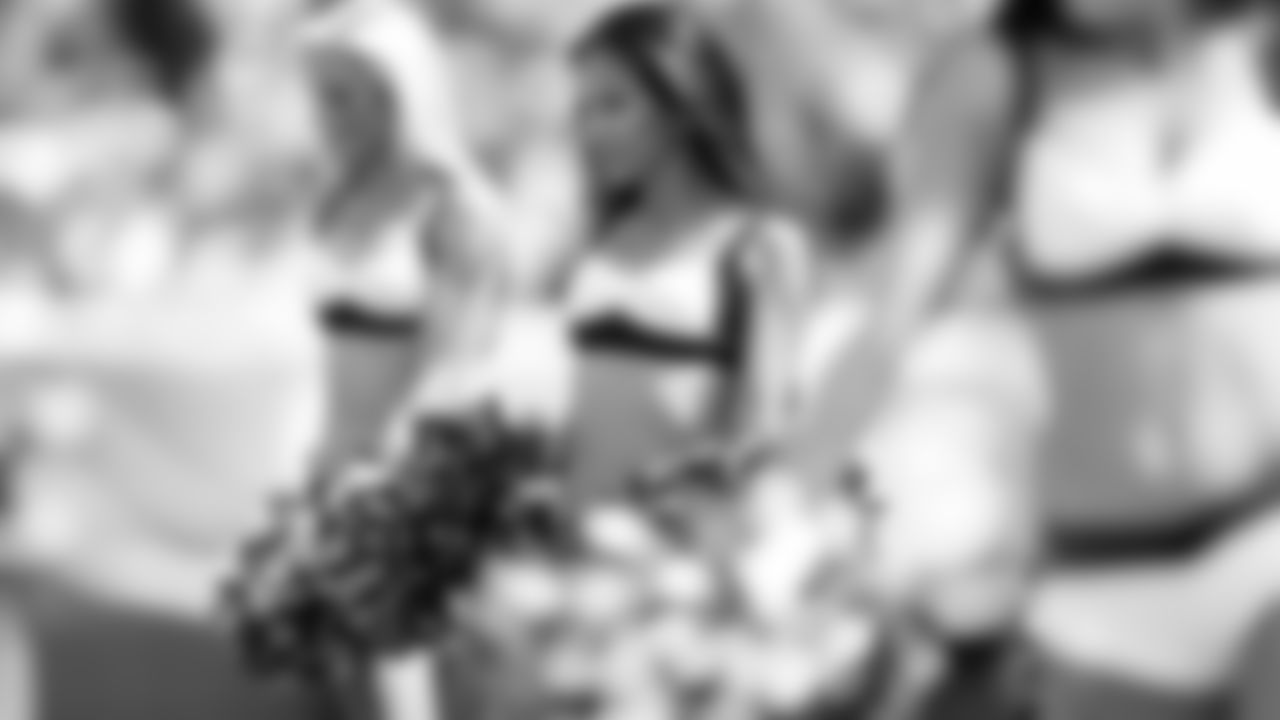 The Eagles' cheerleaders perform a routine on the sidelines in Sunday's game against the Chargers.