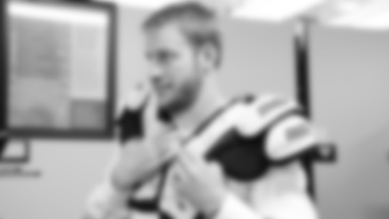 Carson Wentz's first trip to the equipment room included shoulder pad fitting