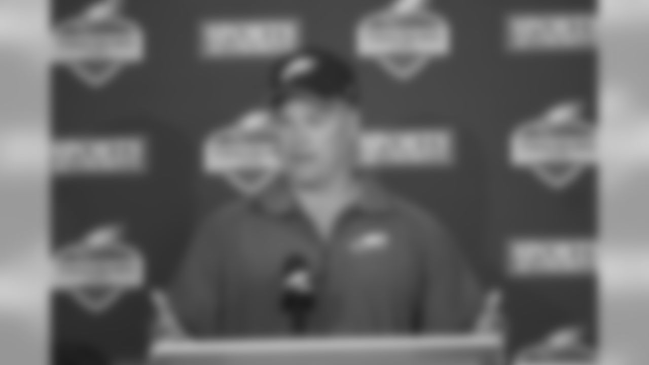 Eagles Defensive Coordinator Bill Davis answers questions before practice