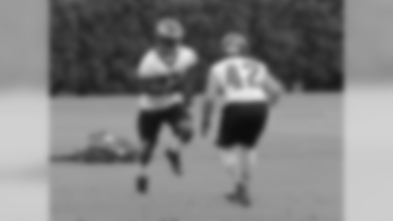CB Jaylen Watkins and S Chris Maragos go through drills