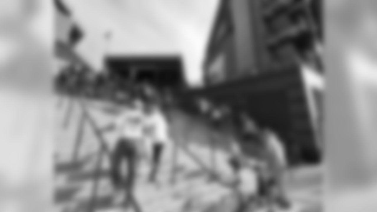 Fans making their way towards the field