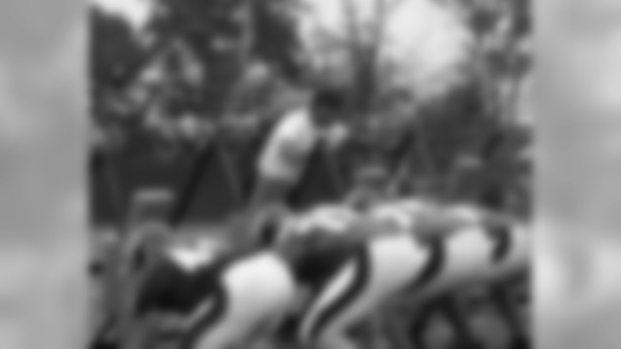 Offensive Line Coach Juan Castillo works his players hard