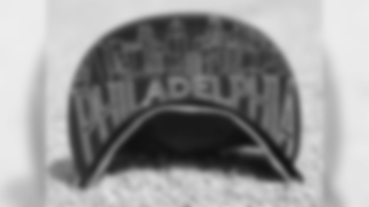 Special touches include a metallic Eagles mark as well as a boldly stated "Philadelphia" and a Midnight Green City of Brotherly Love skyline under the brim