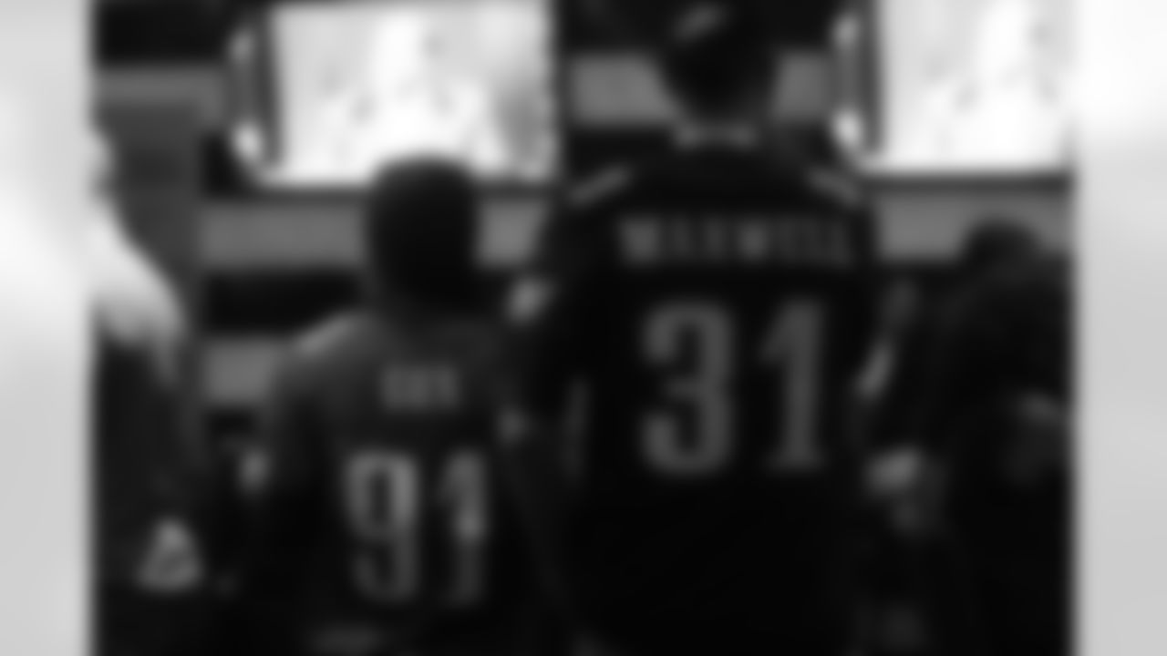 Fletcher Cox and Byron Maxwell jerseys on display
