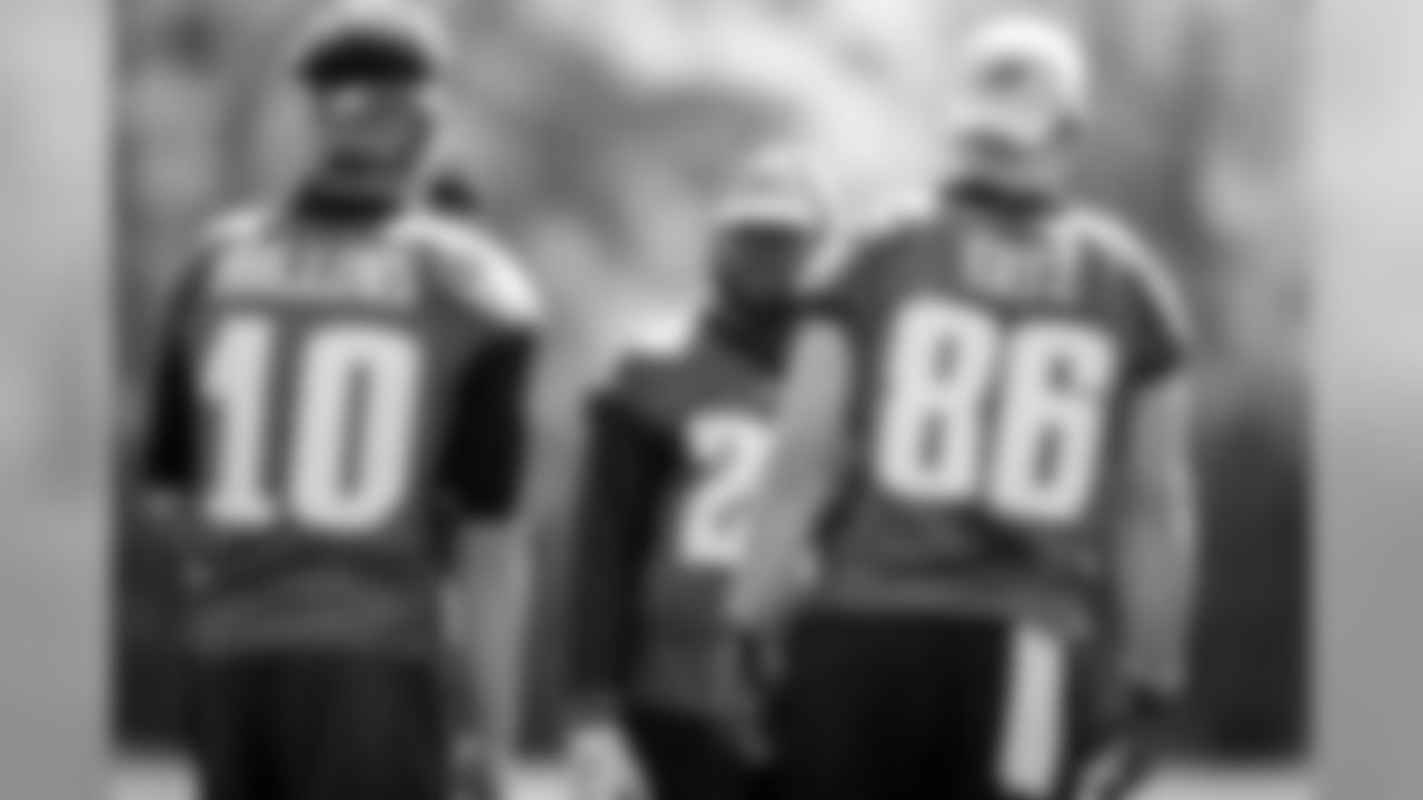 RB Jay Ajayi alongside WR Mack Hollins and TE Zach Ertz.