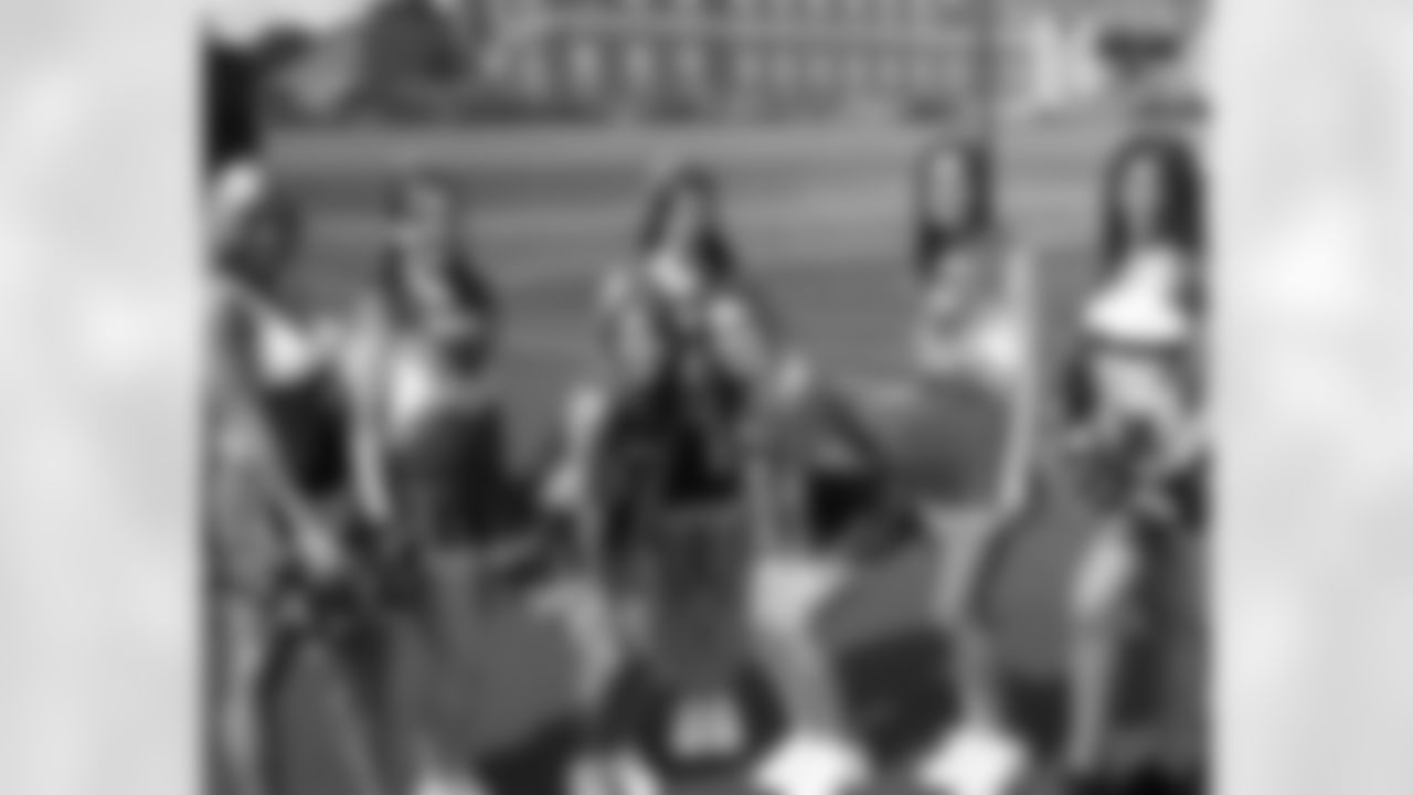 Eagles Cheerleaders Katheryn and Amanda pose with the Bonner cheerleaders