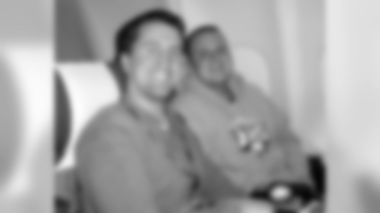 Eagles Television Network's Joe Helder and Chris Ubbens enjoy the flight