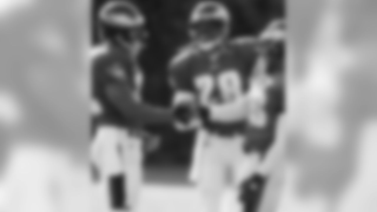 RB Duce Staley with teammates, RB Correll Buckhalter and RB Brian Westbrook