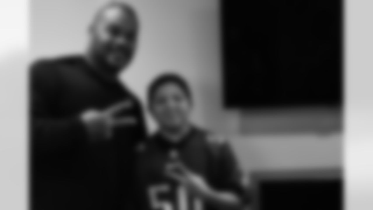 He then met some of the assistant coaches, including running backs coach Duce Staley