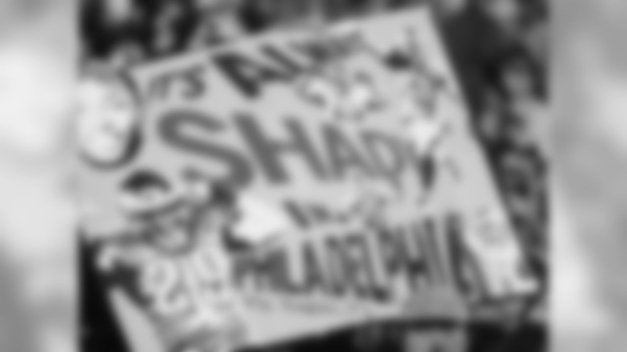 An Eagles fan shows support for RB LeSean McCoy with a sign.