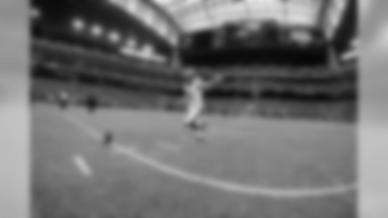 K Cody Parkey getting his leg loose