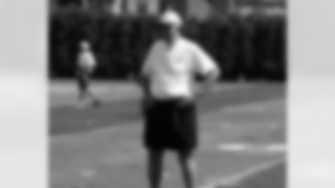 Defensive coordinator Jim Johnson looks on
