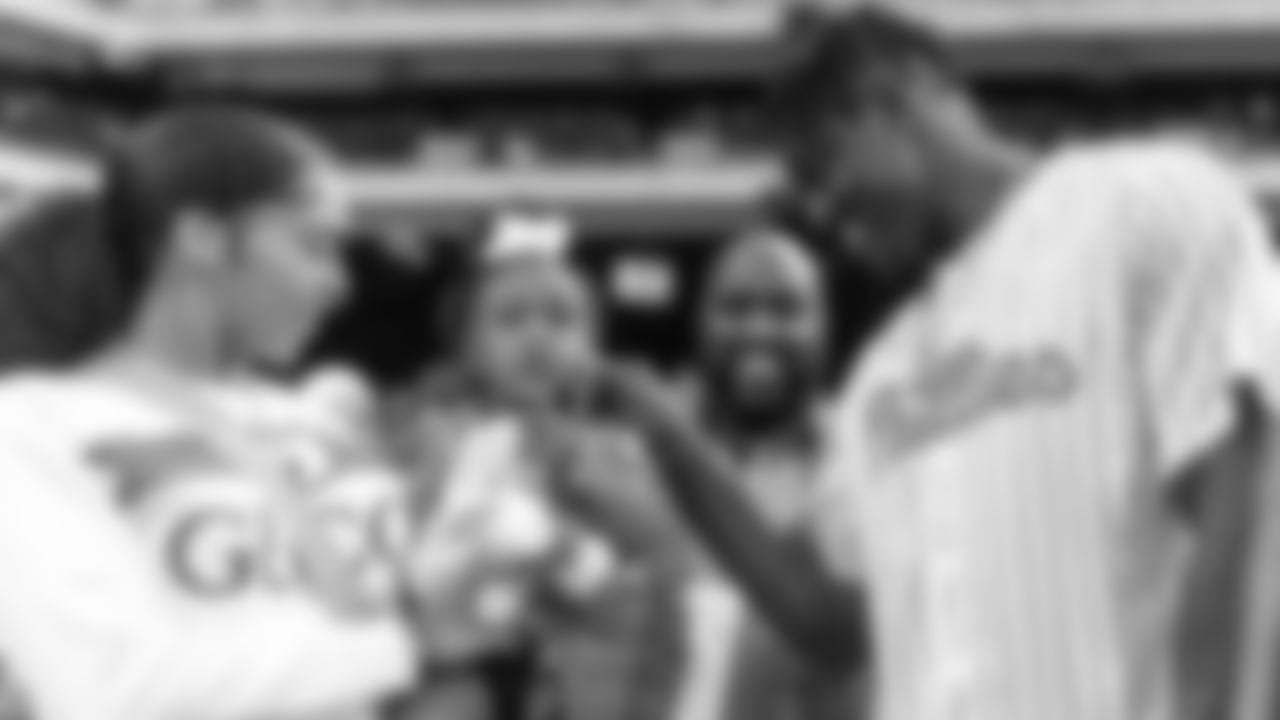 New wide receiver A.J. Brown was introduced to Philadelphia fans for the first time as he threw out the ceremonial first pitch at Tuesday's Phillies game.