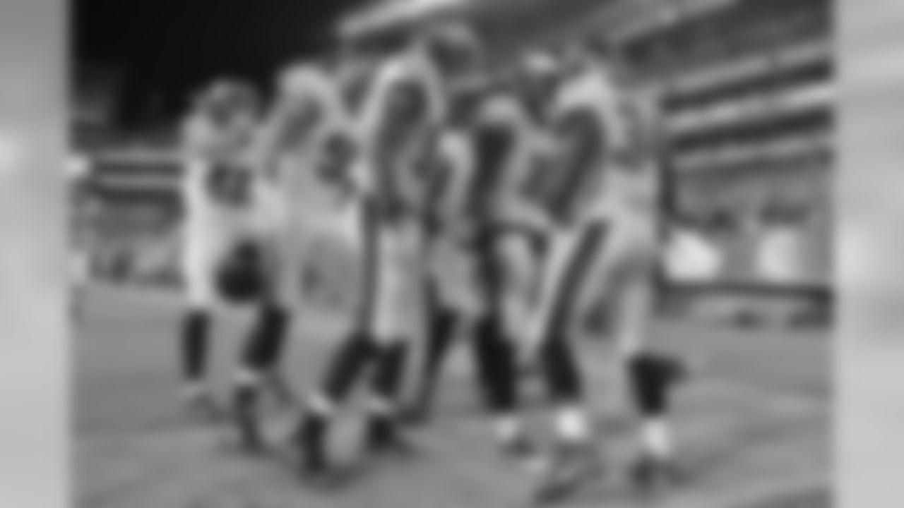 The team celebrates RB Kenjon Barner's second punt return for a touchdown this preseason