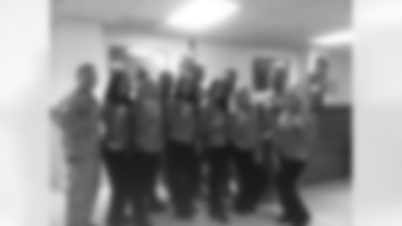 The Eagles Cheerleaders thank the troops for a great experience