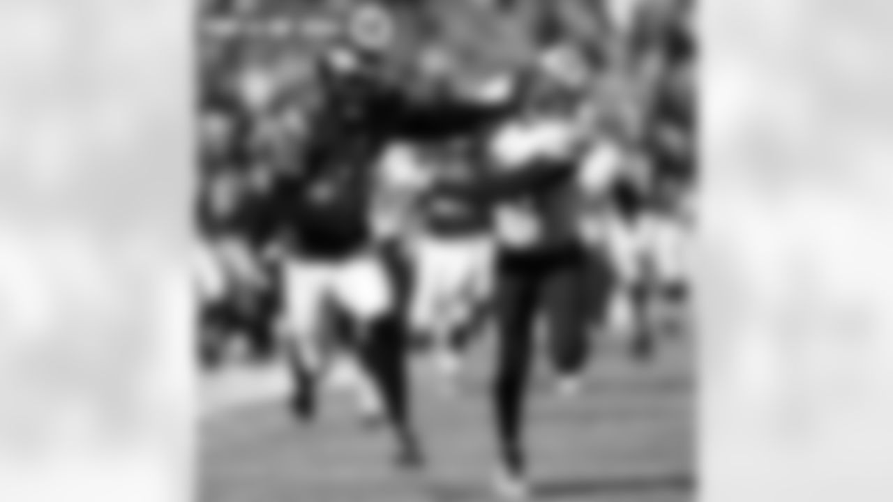 "Outta my way, I've got a touchdown record to set," said Josh Huff, probably