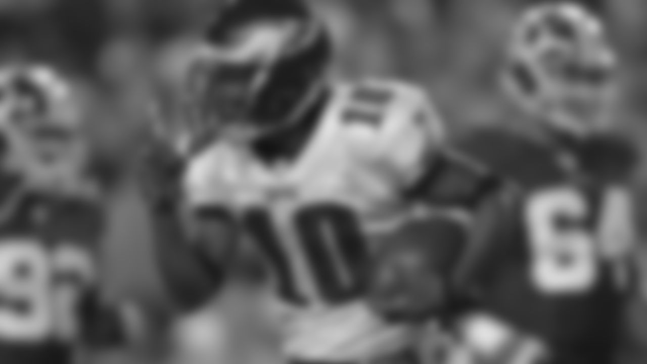 Eagles' wide receiver DeSean Jackson celebrates his 25 yard touchdown in the Eagles' first game of the 2013 NFL season.