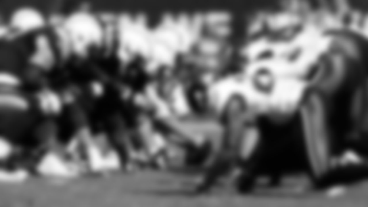 The San Diego Chargers' offense lines up to face the Philadelphia Eagles' defense in Sunday's game.